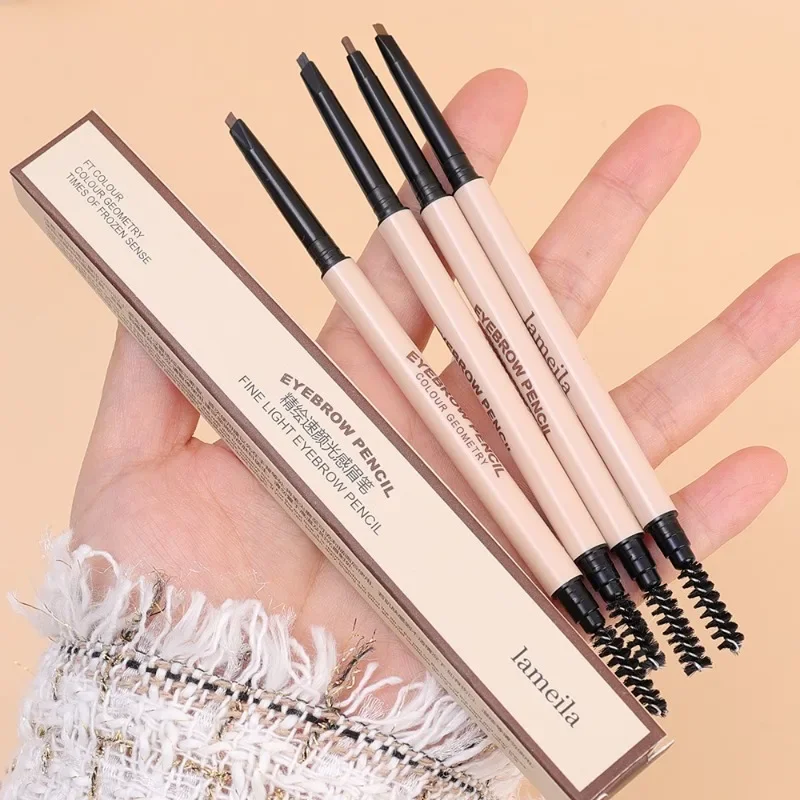 Black Brown Grey Eyebrow Pencil Lasting Waterproof Non-Smudged Double Head Matte Eye Brow Pen Tint with Brush Makeup Cosmetics