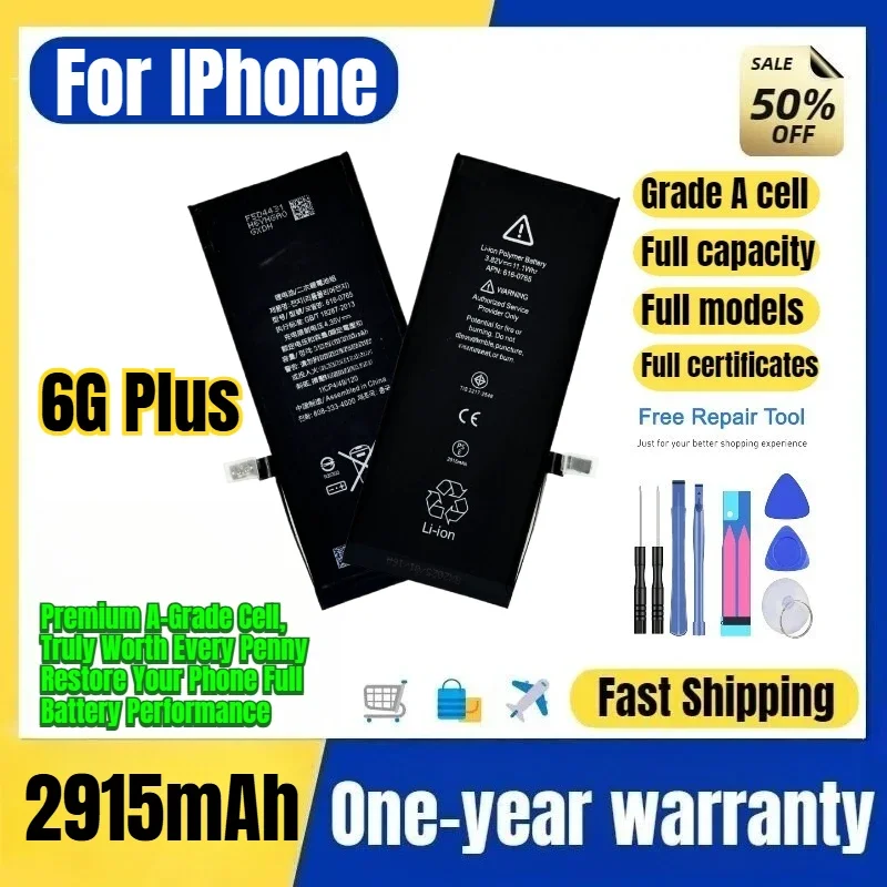 A1522/A1524 for IPhone 6G Plus Phone Battery 0 Cycle High Quality Capacity Battery Replacement Bateria Grade A Cell with Tools