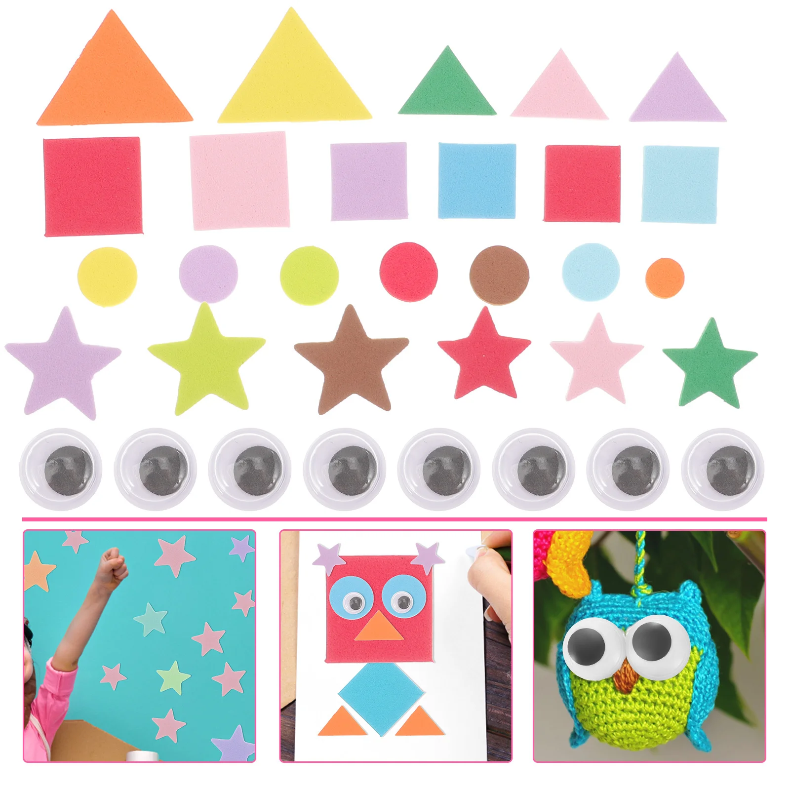 

1 Set Of Geometric Stickers Self-Adhesive Foam Shapes For Kids Diy Craft Supplies Preschool Decorative Wall Window Door Decals