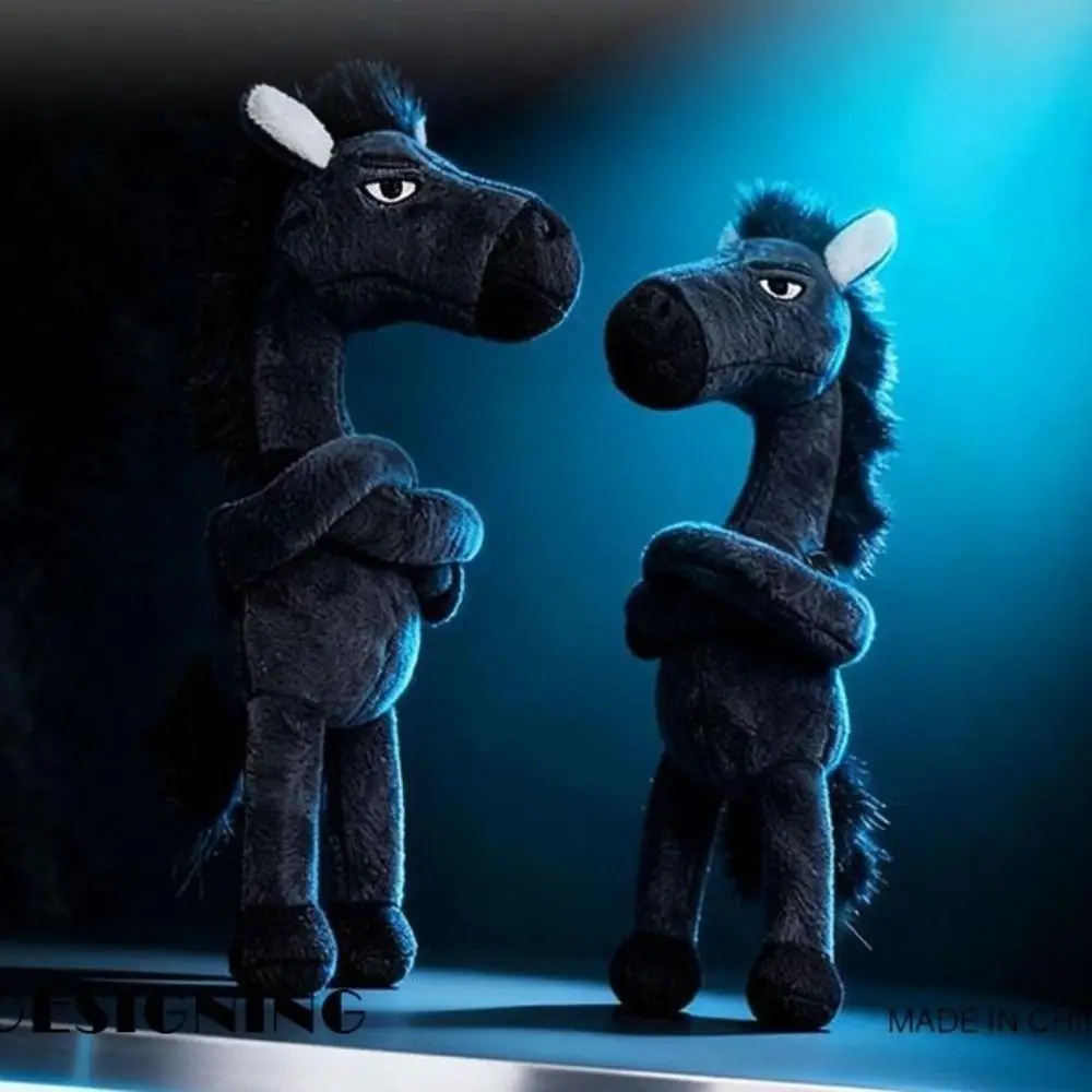 الكرتون محاكاة الحصان دمية محشوة المفاتيح براعة رائعة محشوة الحصان ألعاب من نسيج مخملي الخيال نمط أسود أحمر #2