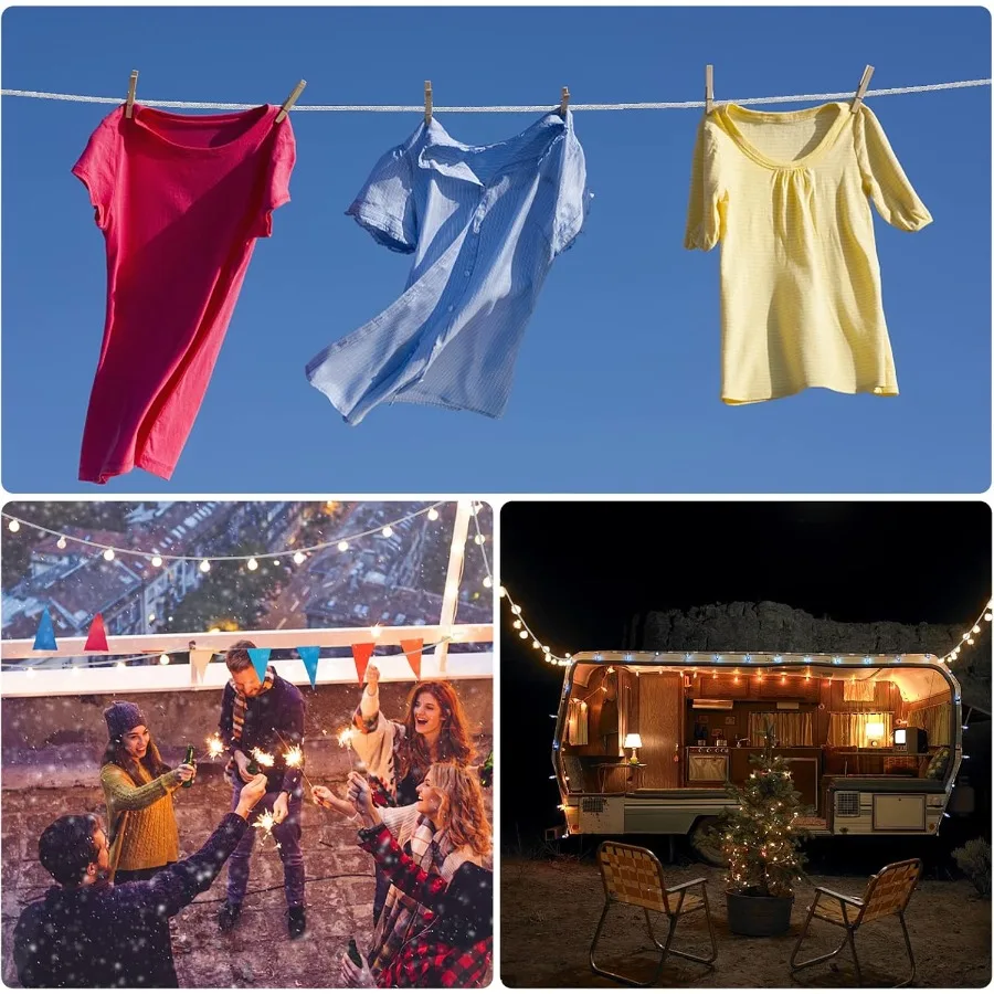 10.8FT 3.3M خطوط ملابس من الفولاذ المقاوم للصدأ لتعليق الملابس خارج حبل الغسيل الثقيلة لستارة سلكية معلقة يندبروف