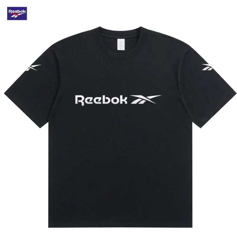 Reebok Summer Casual Letter Print Short Sleeve T-Shirt, Unisex Soft Tee with Comfortable and Durable Fabric