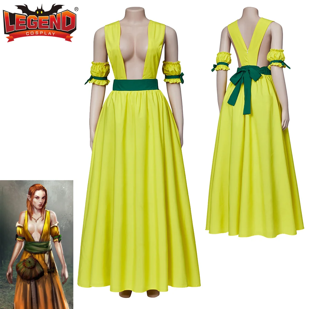 

Ida Emean Cosplay Costume Yellow Dress Game Elven Sorceress Costume Ida Emean Aep Sivney Dress Outfit for Women Adult