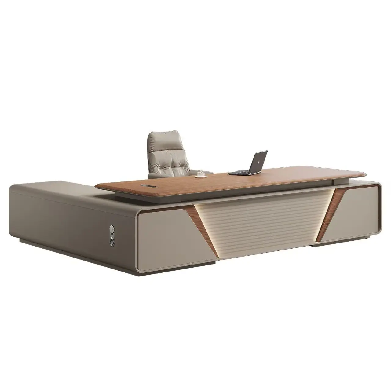 #Modern Executive Office Desk Chair Set High-End Wooden Panel President Manager Design