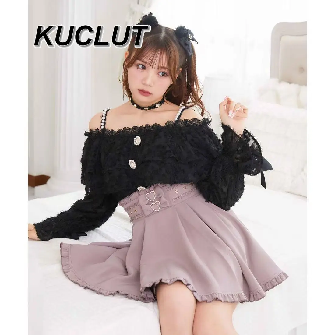 

Rojita Лолита Стиль Сексуальная рубашка с открытыми плечами и длинными рукавами для женщин Slim Fit Топ с открытыми плечами Модные весенне-осенние женские топы