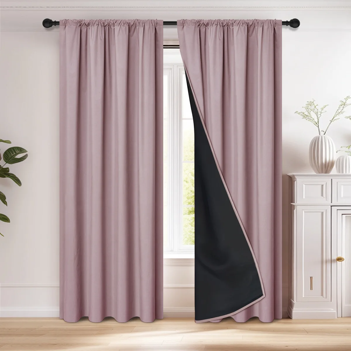 

100% Blackout Curtain For Living Room Wear Pole Solid Full Blackout Curtains Bedroom Balcony Sunscreen Heat-insulating Curtain