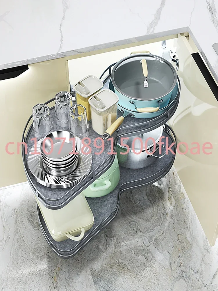 

Corner Basket Kitchen Cabinet Corner Built-in Seasoning Rack Double Storage Rotating Little Monster Ufo House Dish Rack