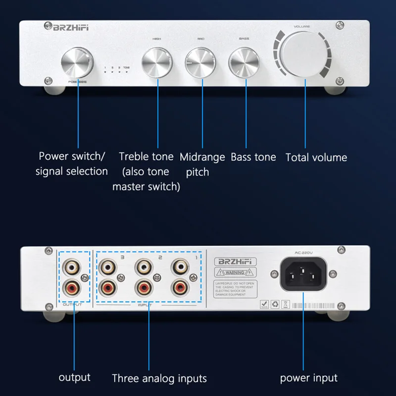 BRZHIFI Âm Thanh Tiền Khuếch Đại 2.0 2.1 HiFi Khuếch Đại Bluetooth 5.0 APTX-HD Preamp Với Hoạt Động Loa Siêu Trầm Đầu Ra AMP