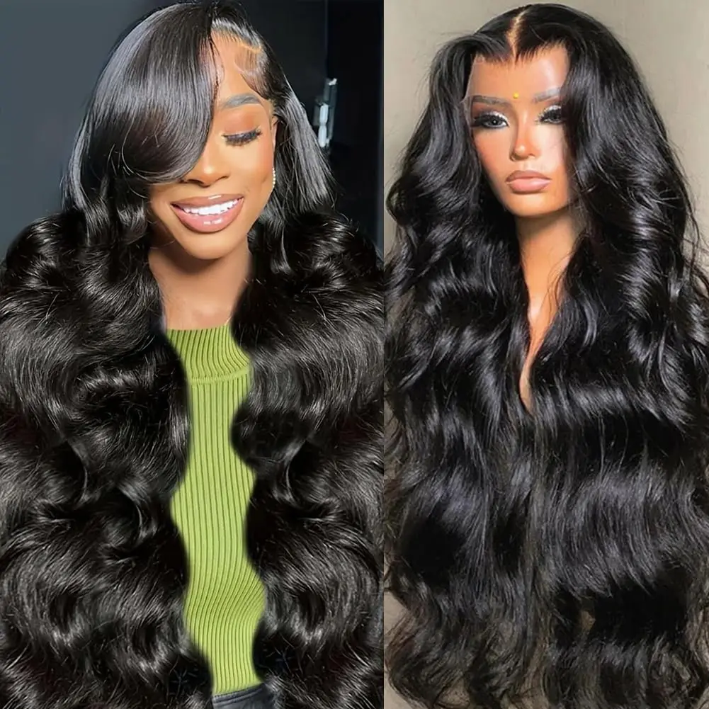 13x4 HD Lace 4x4 Closure Body Wave Human Hair Wig 40 Inch 180 Density Glueless PrePlucked For Black Women Flexible Hairstyle Option