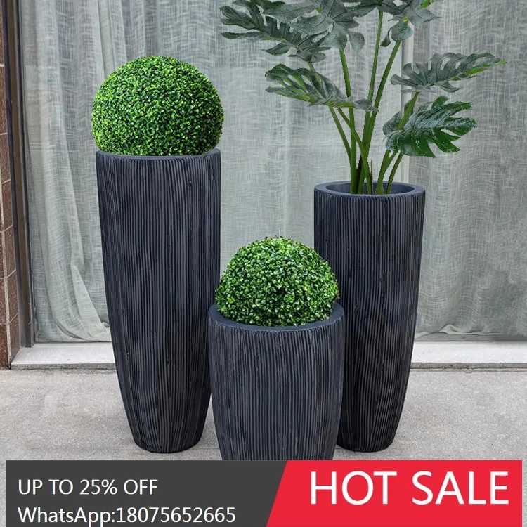 

SGF Nordic Style Brushed Gray Fiberglass Floor Large Vase Combination Floral Arrangement