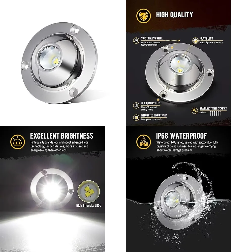 

Светодиодный прожектор из нержавеющей стали 316, 9 Вт, IP68, водонепроницаемый, для поверхностного монтажа, для лодок, яхт, судов, причалов, бассейнов, подводного освещения, морского применения