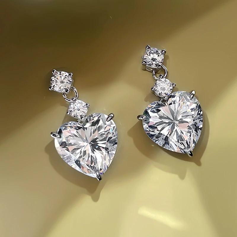 

Karloch New S925 Silver Exquisite Luxury Sparkling Diamond Pink Zircon Earrings for Women's Instagram Simplicity