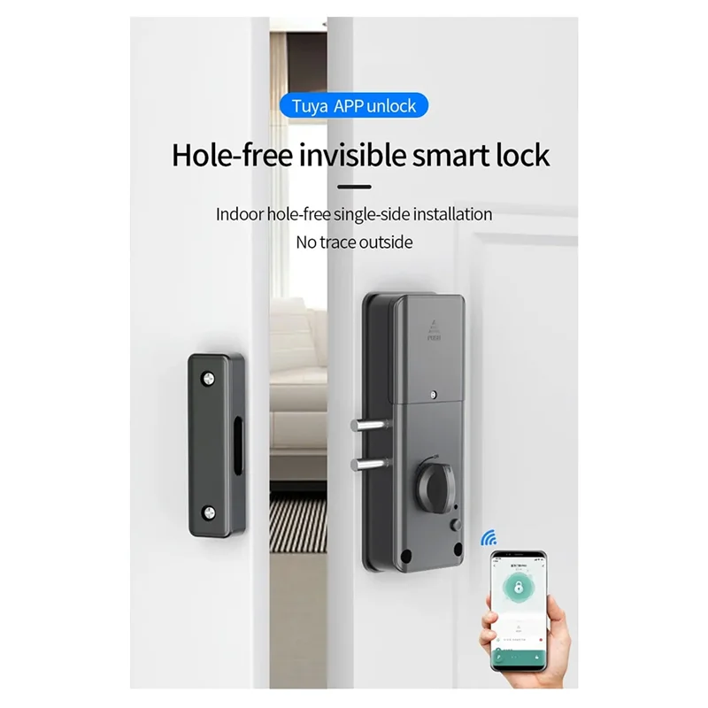 

A19E-Smart Tuya App IC Card Замок для деревянной двери Bluetooth Замок Электронный дверной замок без дрели Внутренняя скрытая установка
