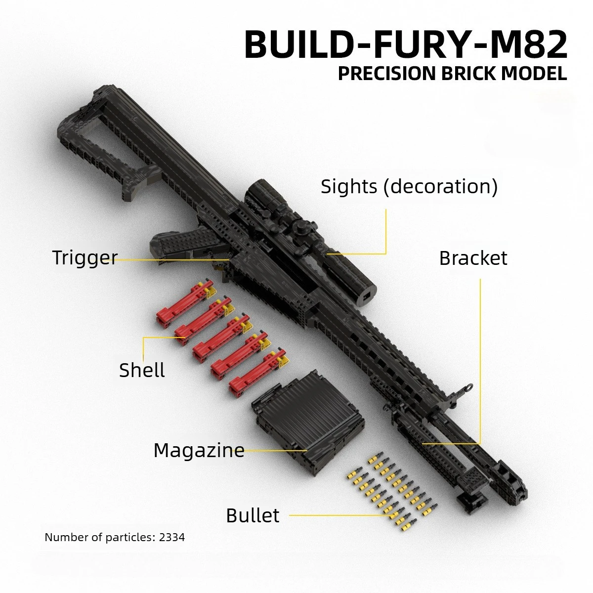 M82 Building Block Gun Toy, Can Fire High-difficulty MOC Assembly, Adult Version, Giant Model, Boy's Brick Gift