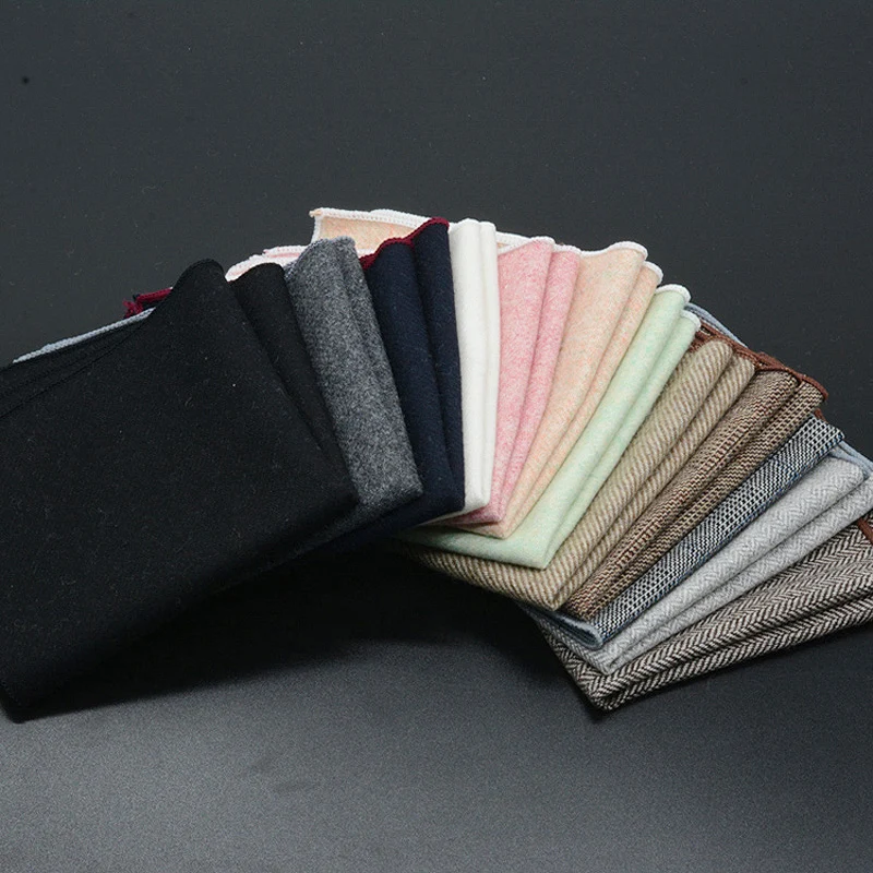 Classic Solid Color Wool Pocket Square for Men