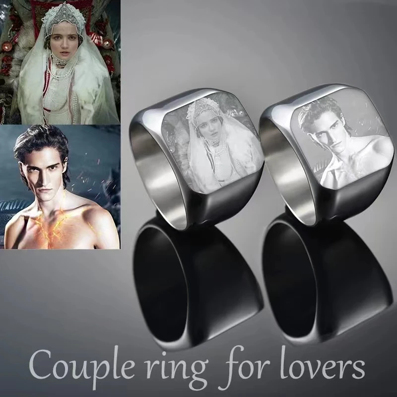 

Customized Engraved Name Photo Ring Stainless Steel Family Personalized Engagement Wedding Band for Men Charm Jewelry Gifts