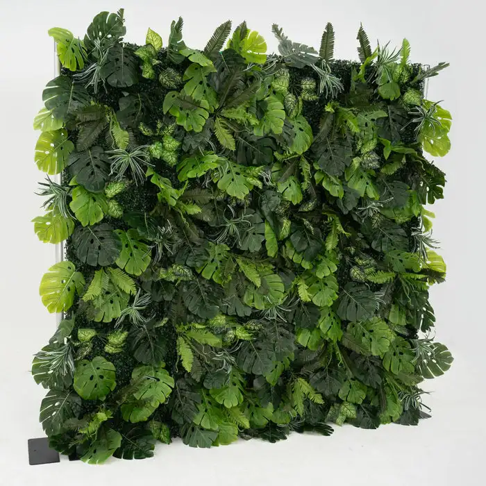 Mixed Plant Series 3D luxury green Milan turf, turtle leaves and eucalyptus leaves plant wall, birthday party wedding background