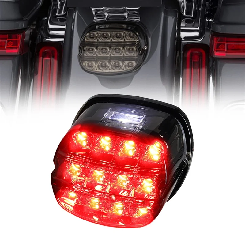 Luz trasera de freno LED negra para motocicleta, lámpara trasera para placa de matrícula, para Harley Danse Road King Electrolux 99-17 FXDL