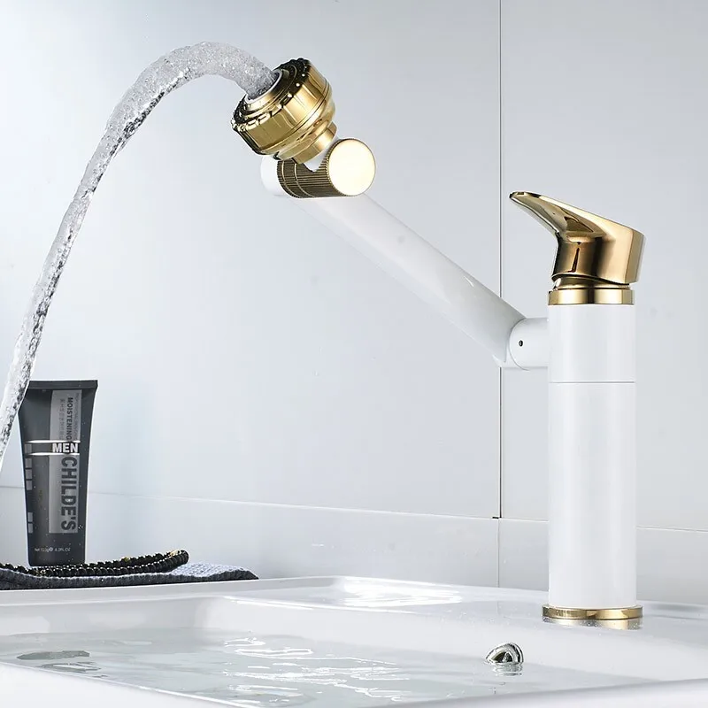 

Basin Faucet Water Tap Bath 360 Degree Swivel Gold Bathroom Faucet Single Handle Sink Tap Mixer Hot and Cold Sink Water Crane