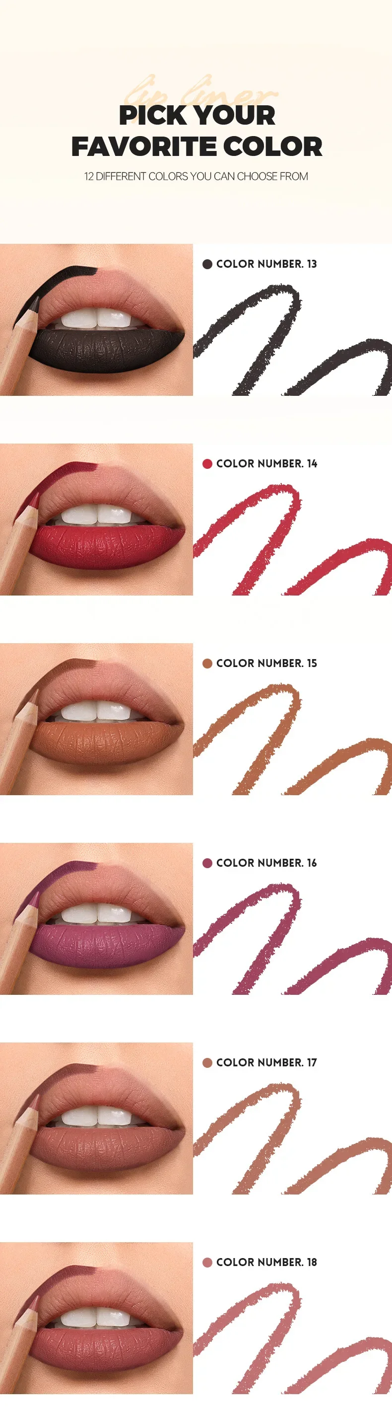 Pudaier 12 pçs/set Lip Liner Pen 12 Cores Lápis Lipliner Profissional e Lip Fosco Copo Antiaderente Lápis Batom Nu