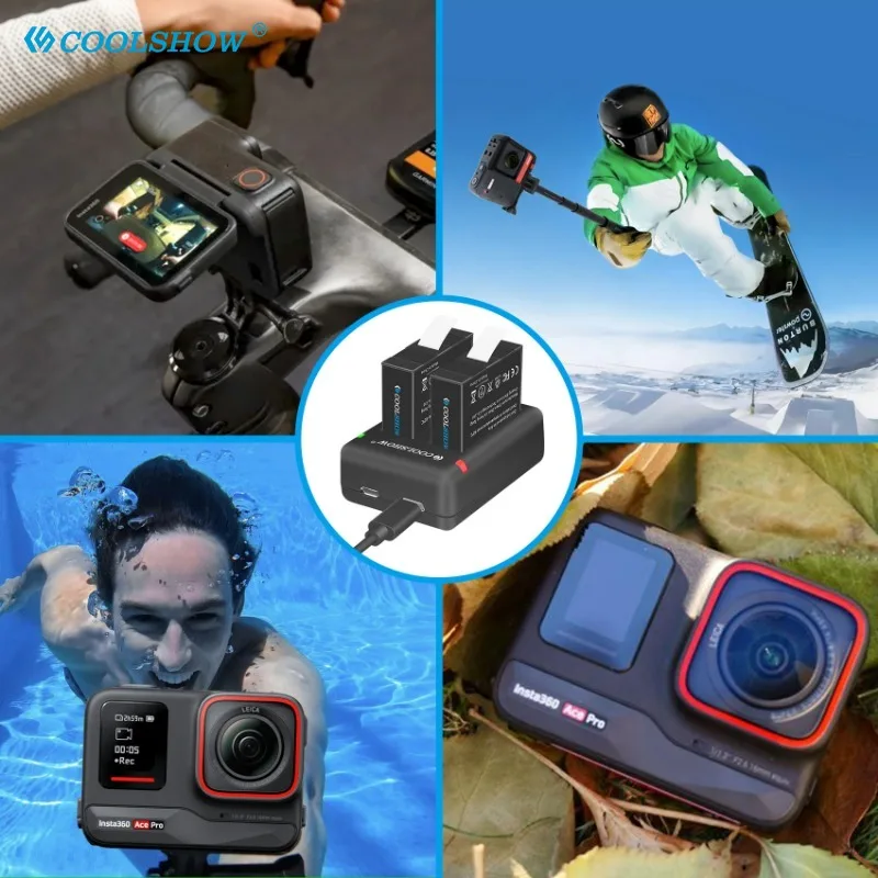 인스타 360 에이스 배터리 충전기, 액션 카메라 액세서리, 1800mAh