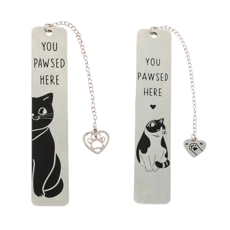 Cartoon Cat Bookmarks Fashion Stainless Steel Book Mark Office Supplies For Men Women Creative Cute Bookmark Student Stationery