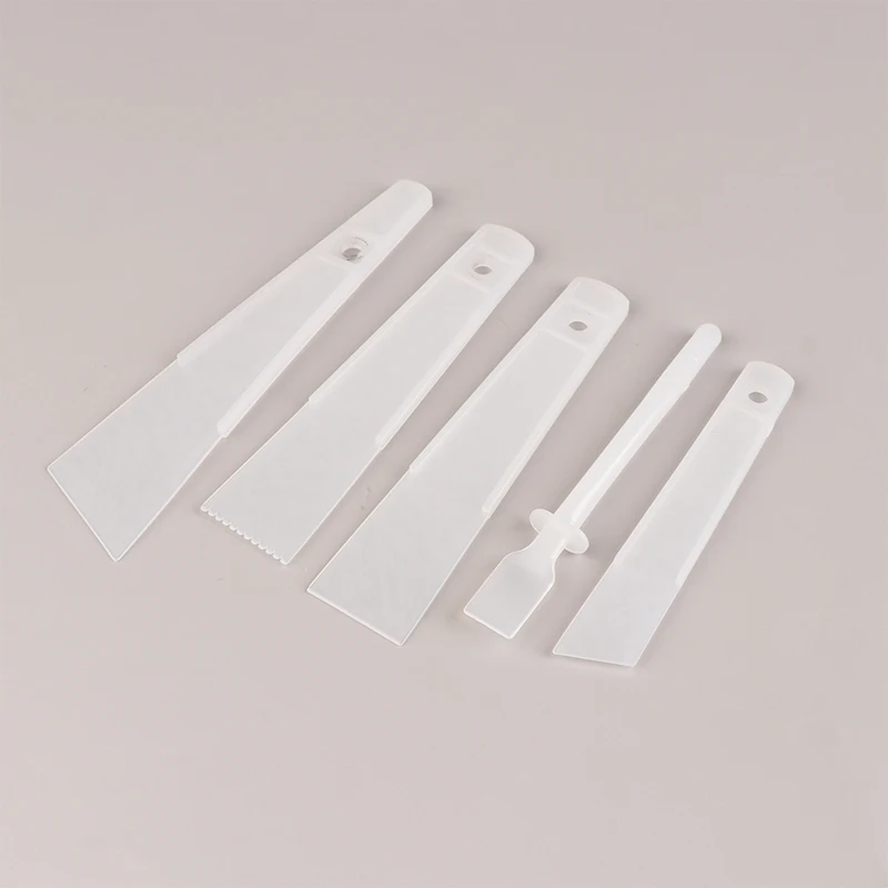 5pcs/Set Leather Scraper Gumming Board DIY Handmade Leather Tools Plastic PP Practical Gluing Leather Accessories 15/30/40mm