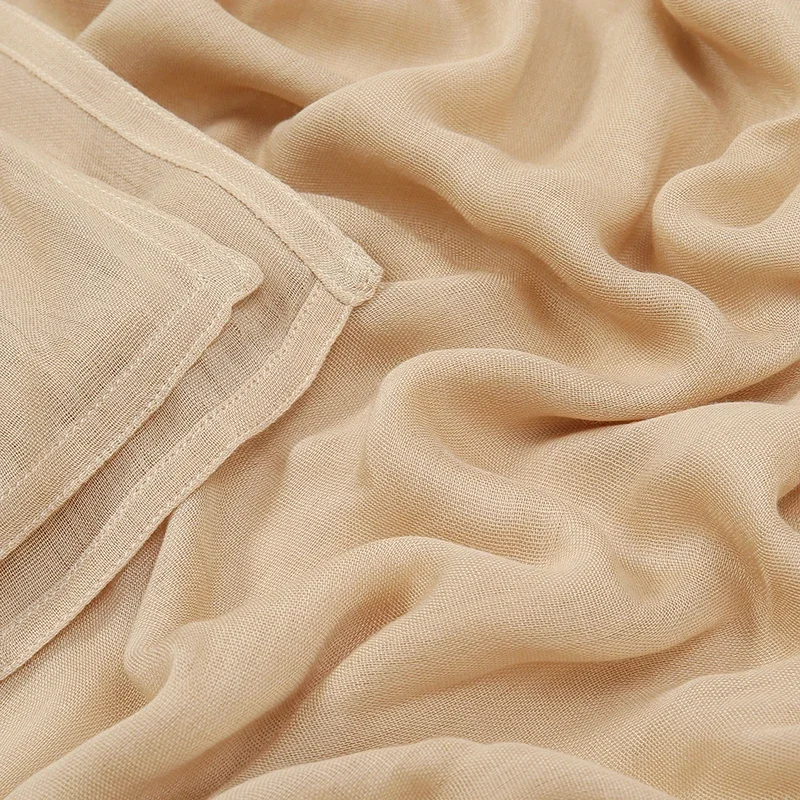 Soft Cotton Rayon Hijab Scarf Muslim Solid Color Shawls For Women Headscarf Wrap Headband Islamic Simple Turban Bandana 190*85cm
