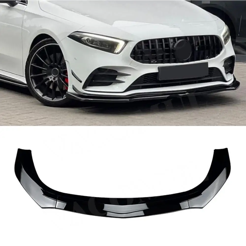 

VACOMUL Front Bumper Lip Spoiler Three-stage Trims for Mercedes Benz A Class W177 A180 A200 A35 AMG 2019-2023 ABS Carbon Look
