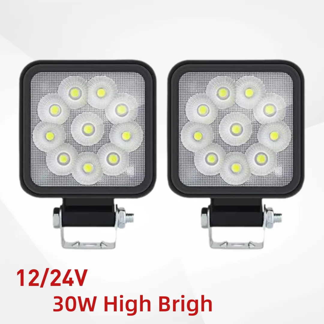 

4x4 LED Spotlights Kit Mini 2.5 "Square Off road Work Light Pole 10LED Cross Country Marine Floodlight Jeep JK 4Wd Truck 12/24V