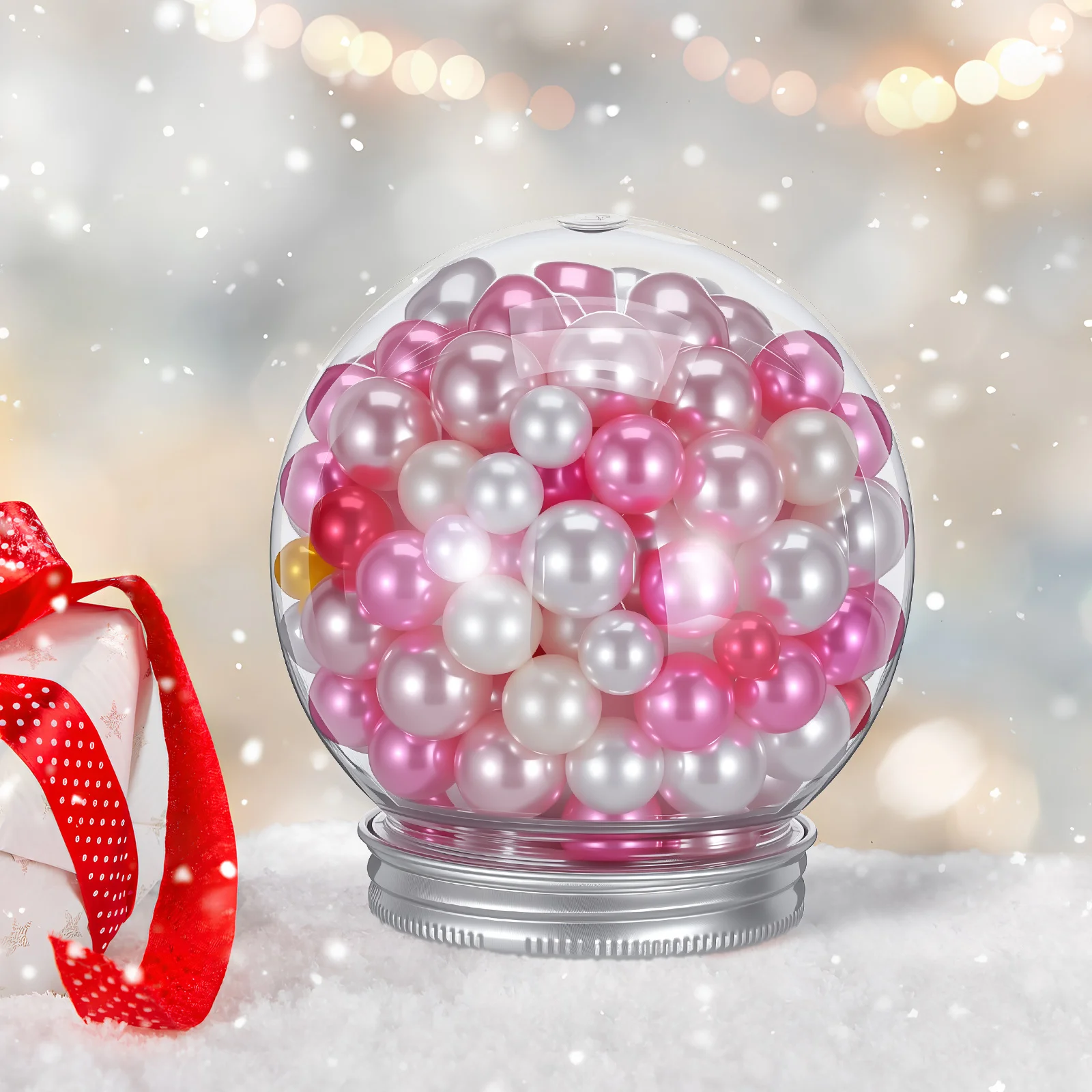 

8Pcs DIY Snow Globe Kit Clear Round Plastic Balls Aluminum Lid for Christmas Tree Decorations Gifts DIY Snow Globe