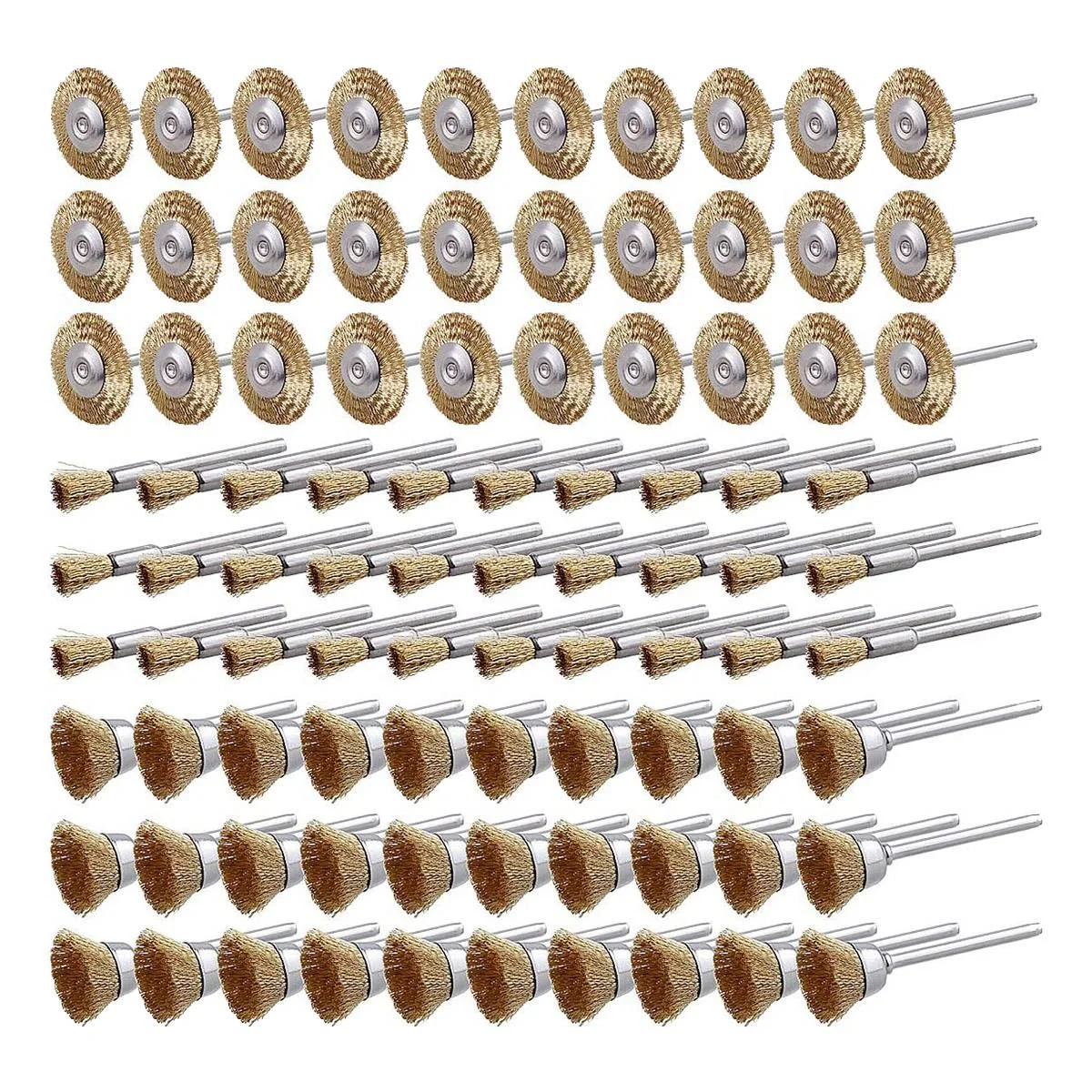 90 Pcs Wire Brushes Set, Brass Wire Wheels Pen Brushes Set Kit Accessories for Rust Removal Stripping Polishing