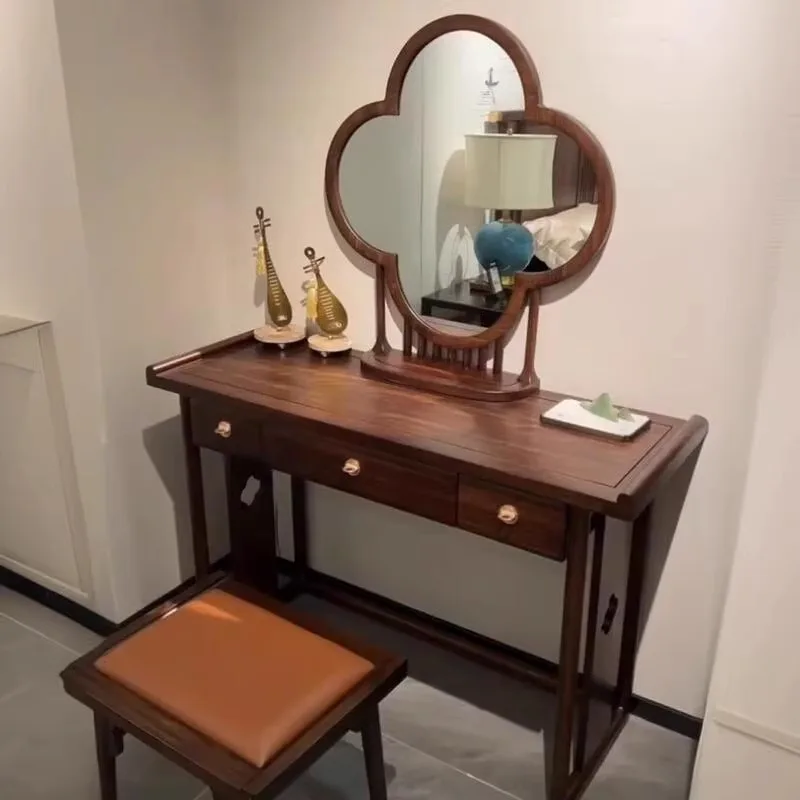 

New Chinese-style ebony dresser, makeup stool, makeup mirror combination, modern light luxury high-end bedroom