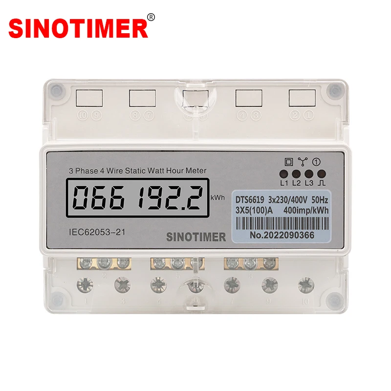 Din Rail Three Phase 4 Wires Electricity Meter Digital Wattmeter 220V Electric Consumption Meter KWH 100A 50HZ Watt Power Metre