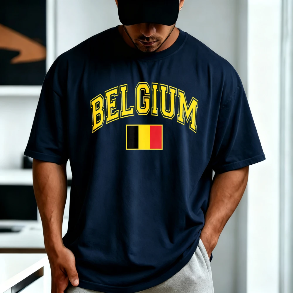 Belgian Flag Graphic Printed Man Women Belgium Pride T-Shirt Casual Fashion Loose Harajuku Tshirt Summer Cotton Breathe Clothing