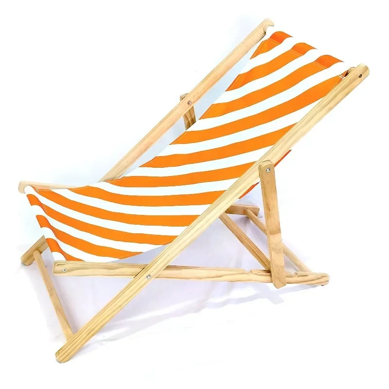 Solid wood beach chair, wooden outdoor lounge chair adjustable lunch break chair