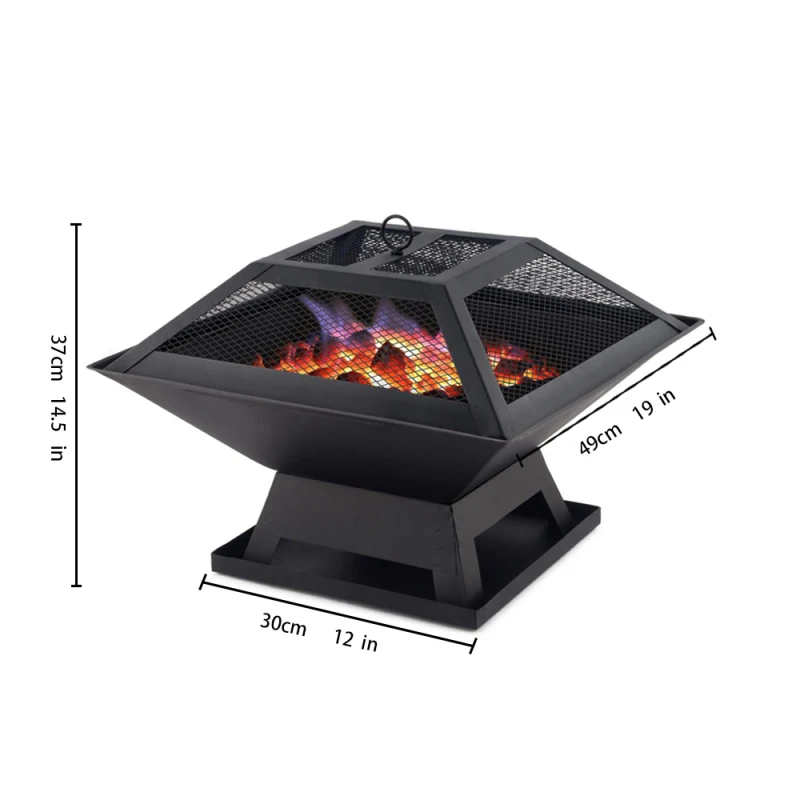 

Blowing Blowing poker Built Burning Design Design scientific Lid Mesh Mesh lid Scientific Square Small Fire Pit BBQ Party Portab