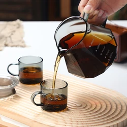YOMDID Octagonal Coffee Pot Transparent Juice Coffee Kettle Reusable Coffee Teapot Glass Coffeeware 400/600ml Without Filter Cup