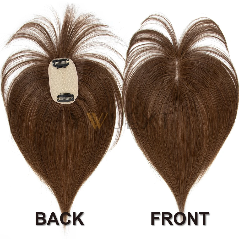 Clips In Topper Natural Scalp Top to Hide Bald or White Hair 100% Human Hair Toppers For Women 5x9cm Thin Hair Toppers
