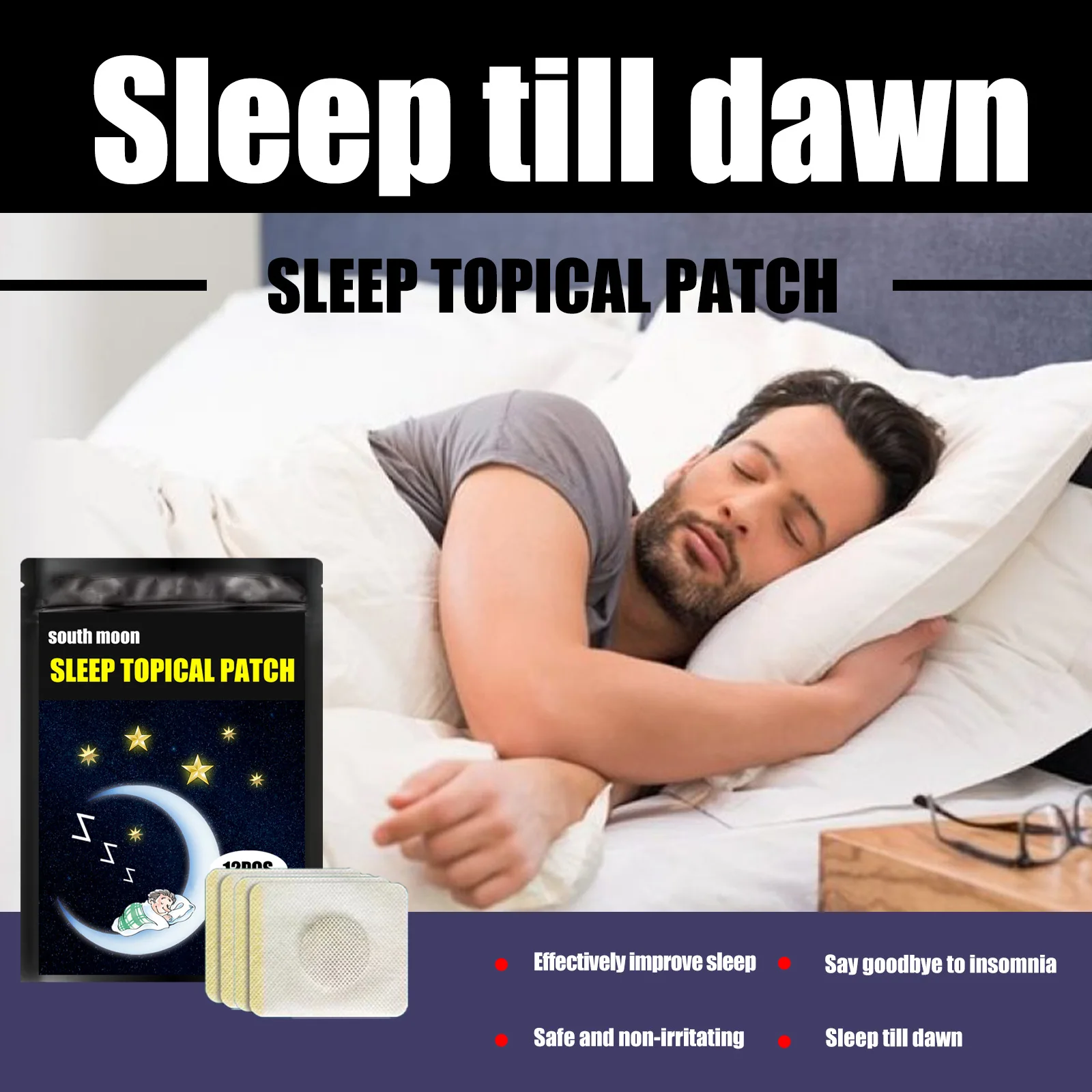 12Pcs Sleeping Aid Natural Herbal Patch Sleeping Anxiety Improve Insomnia Stickers Sleeping Anxiety Massage for Sleep Relax