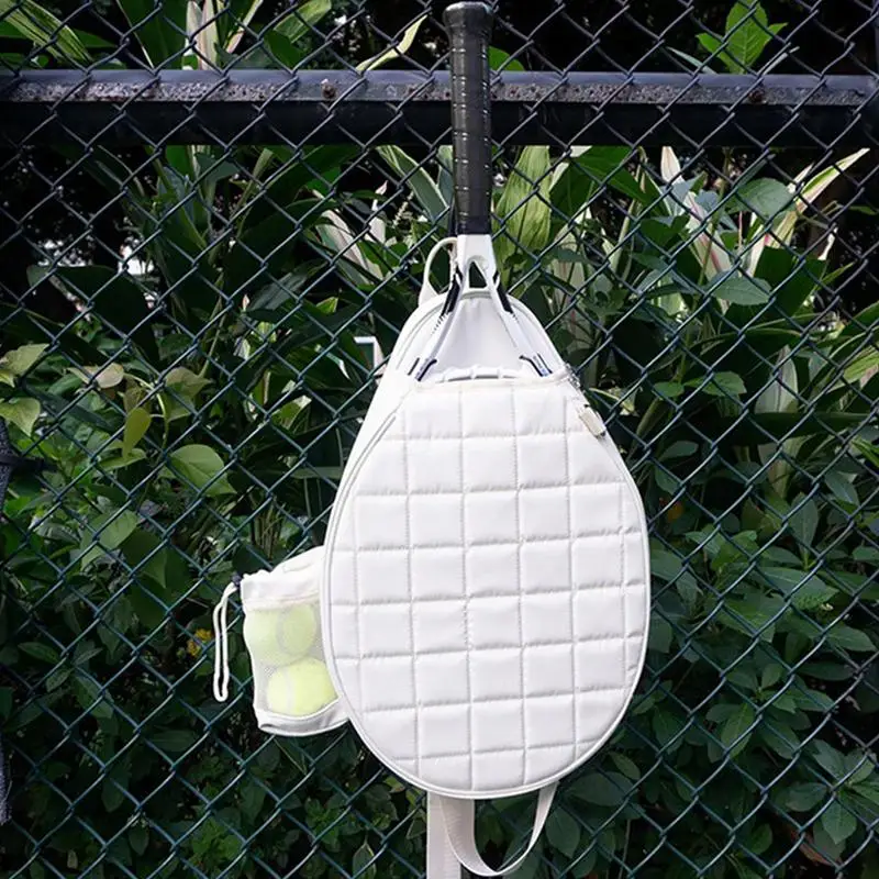 Tennis Racquet Bag Tennis Carrying Bag With Water Bottle Holder Hook Top Handle Chest Grids Printed Tennis Sling Bag Water