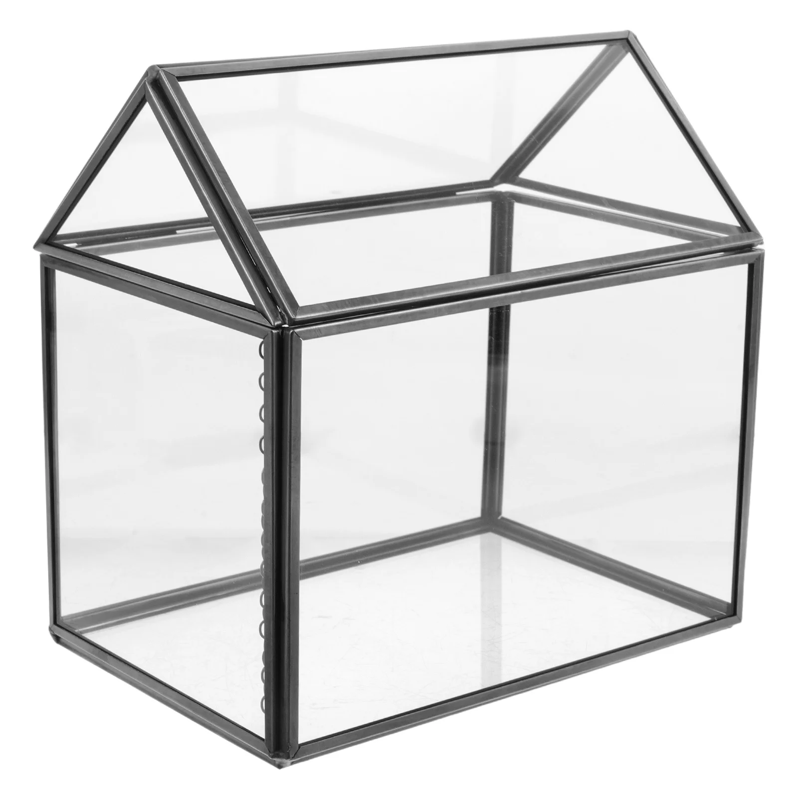 

Tabletop Glass Greenhouse Indoor Geometric House Shape Planter Terrarium Box Lid Succulent Cacti Moss Air Plant Display