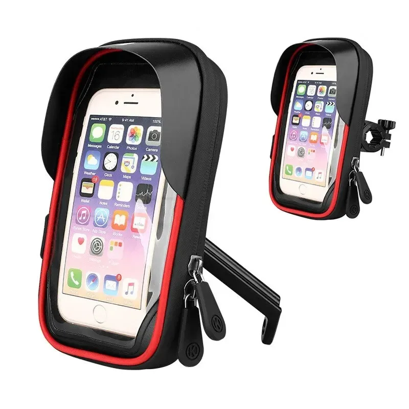 Waterproof Rainproof Bicycle Phone Holder Stand Motorcycle Handlebar Mount Bag Case Bike Scooter 6.4 Inch Cell Phone Bracket