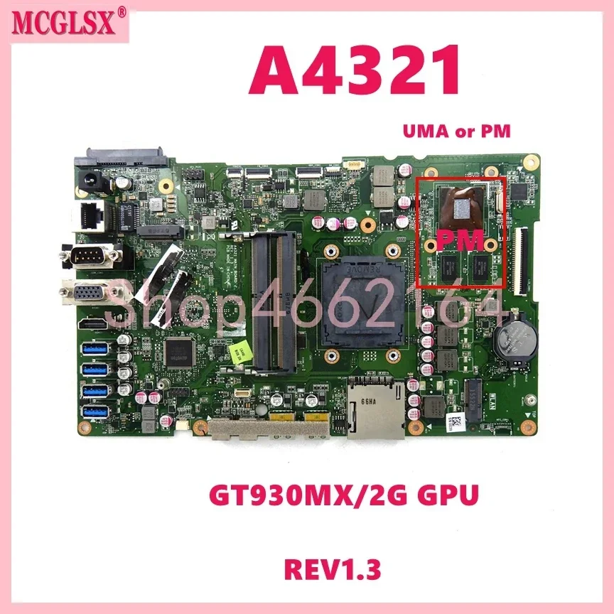 A4321 UMA or GT930MX-V2G GPU REV1.3 Mainboard For ASUS A4321 A6421 Motherboard 100% Tested OK