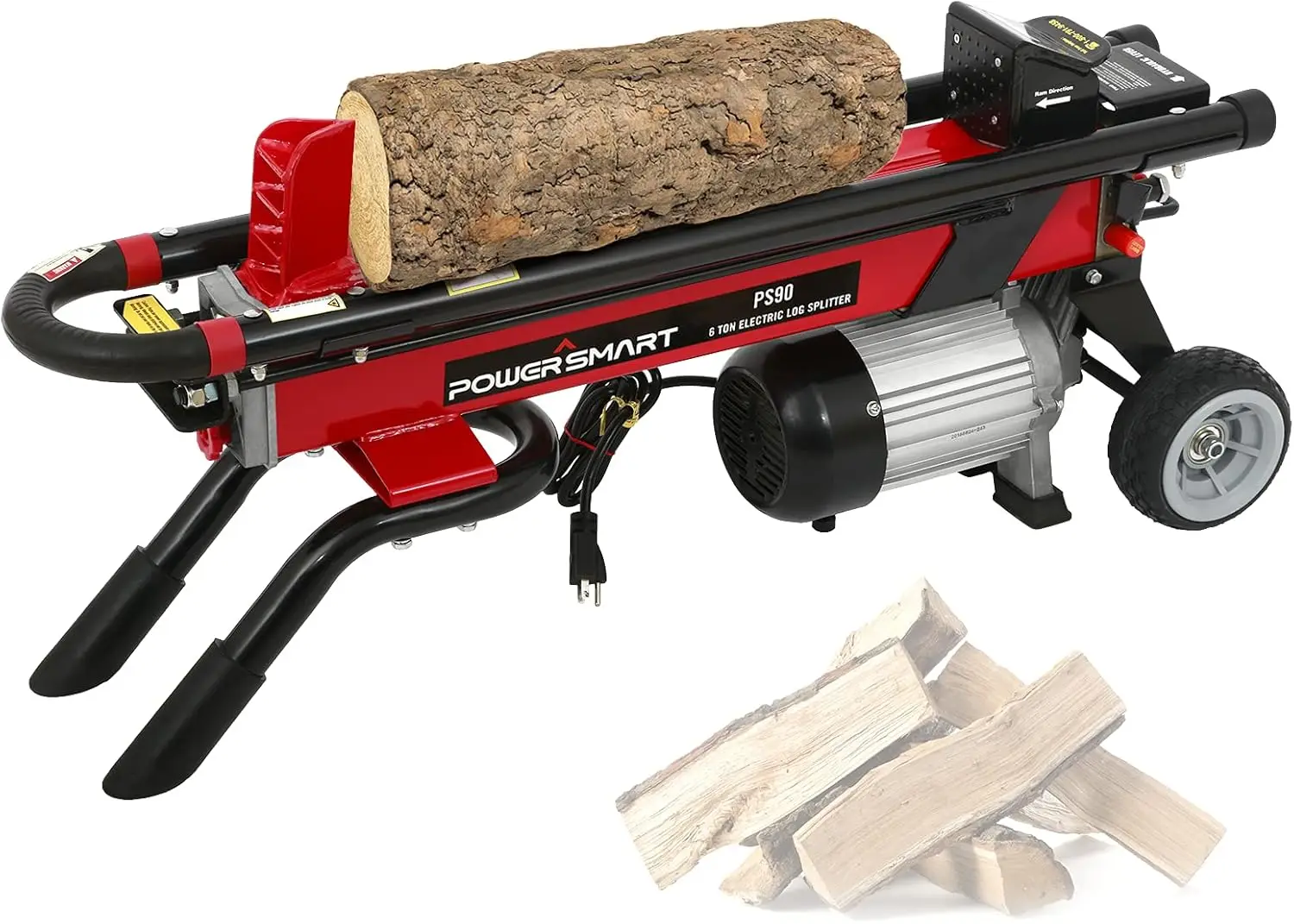 Log Splitter Electric, 6-Ton Hydraulic Log Splitter, 15 Amp Electric Log Splitter, Electric Wood Splitter, Horizontal