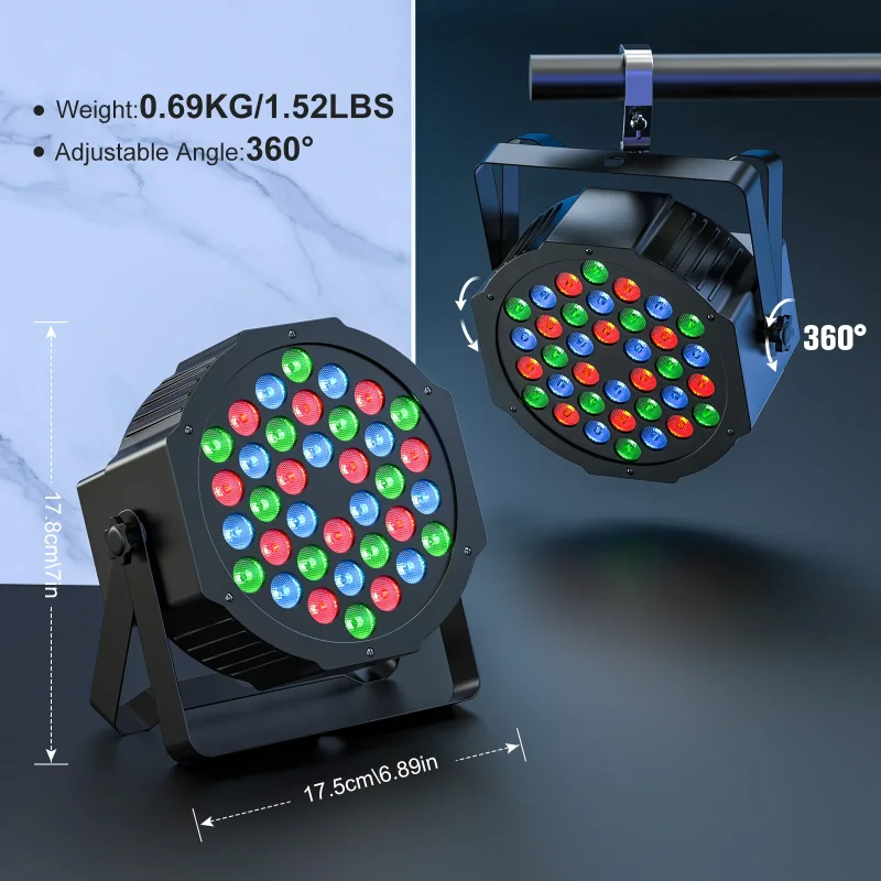 

Somspot 1PC 36LED RGB Par Stage Lights с дистанционным управлением и DMX для церковной свадьбы, вечеринки, клуба, музыки, живой шоу, сценического освещения Eff