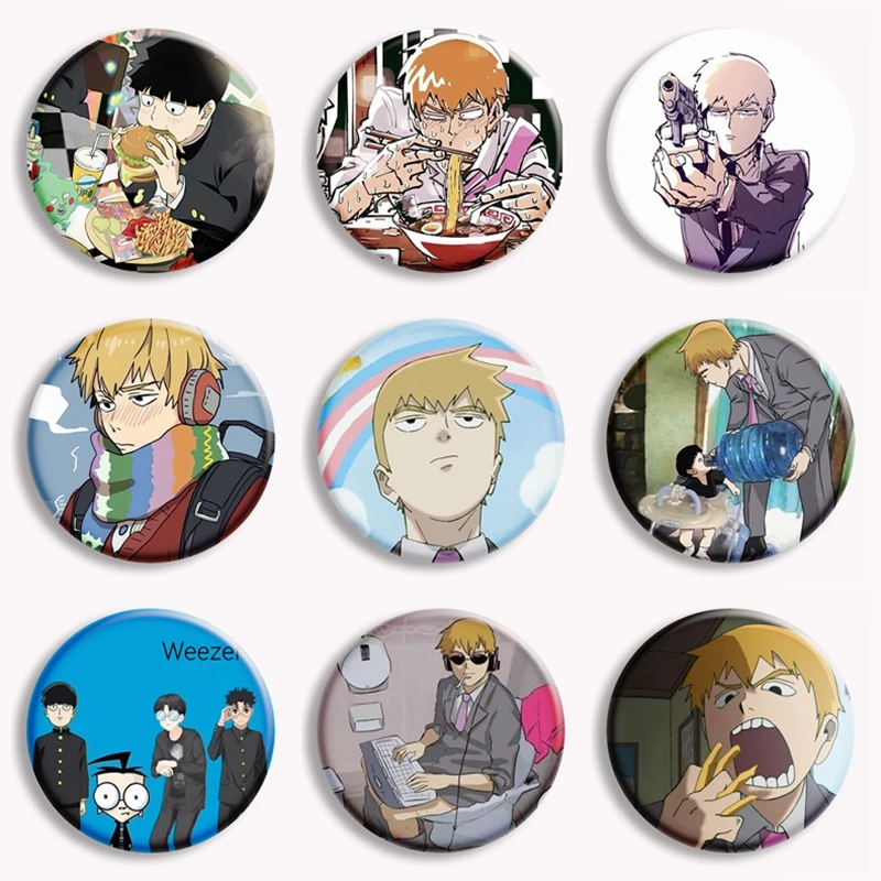 

Японское аниме Mob Psycho 100 Series, мягкая булавка на пуговицах Kageyama Shigeo Reigen Arataka, мультяшная забавная брошь-мем, значок, декор для сумки