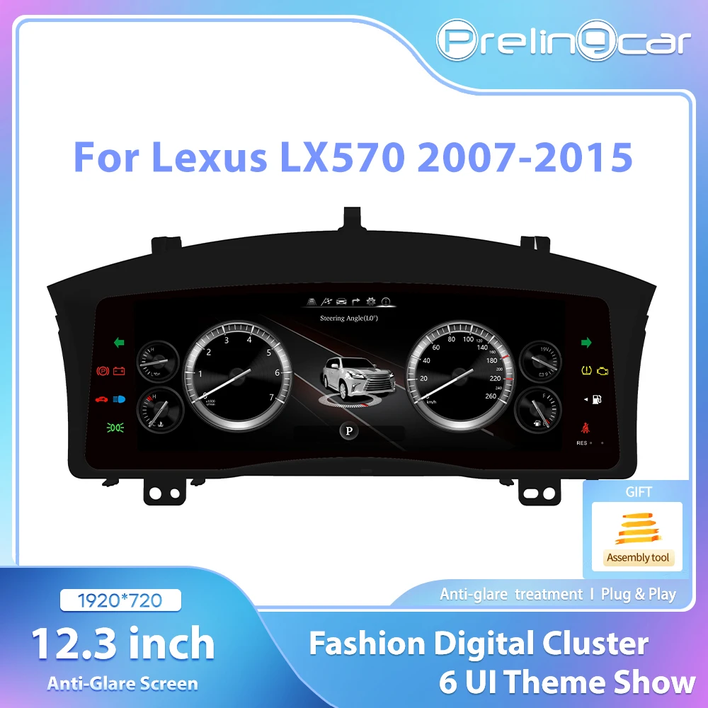 Prelingcar Digital Dashboard For Lexus LX570 2007-2015 Years Car Lcd Panel Speedometer Virtual Cockpit