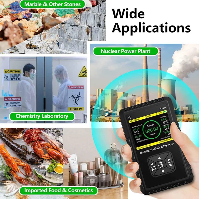 Geiger Counter Nuclear Radiation Detector - Portable Handheld Beta Gamma X-Ray Radiation Monitor Meter With LCD Display