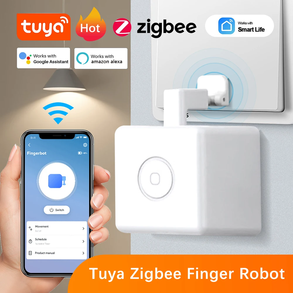 Tuya Zigbee Fingerbot Plus Smart Fingerbot Switch Button Pusher Smart Life Timer Voice Control Works with Alexa Google Assistant